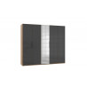 Armoire adulte contemporaine portes battantes 250 cm verre gris/chêne poutre Rotterdam