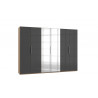 Armoire adulte contemporaine portes battantes 300 cm verre gris/chêne poutre Rotterdam