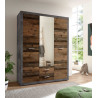 Armoire adulte contemporaine 151 cm chêne foncé/béton Jérome