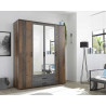 Armoire adulte contemporaine 159 cm chêne foncé/béton New Jersey