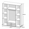 Armoire adulte contemporaine 159 cm chêne foncé/béton New Jersey