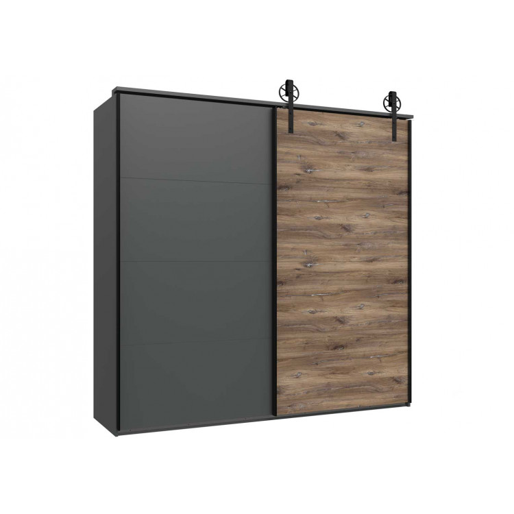 Armoire adulte industrielle chêne foncé/graphite Edmond