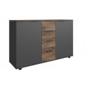 Commode adulte industrielle 2 portes/4 tiroirs chêne foncé/graphite Edmond