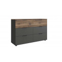 Commode adulte industrielle 6 tiroirs chêne foncé/graphite Edmond
