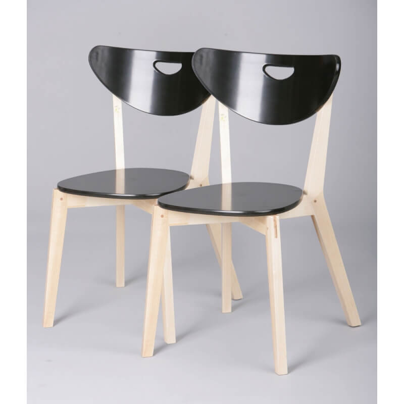 Chaises de cuisine bois massif coloris noir (lot de 2) Chloé