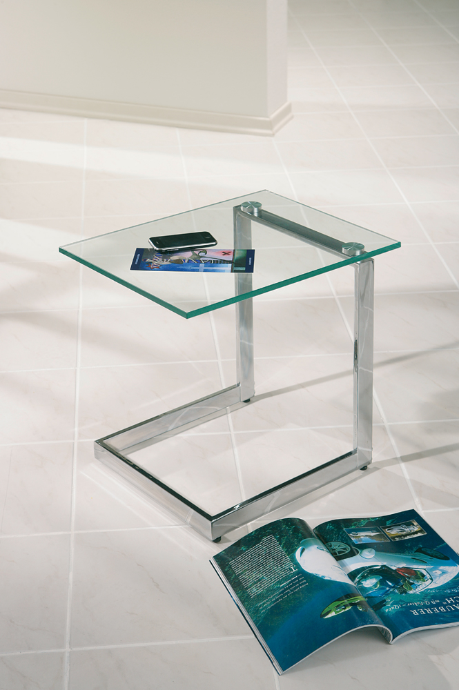 Table d'appoint design métal & verre Yolande