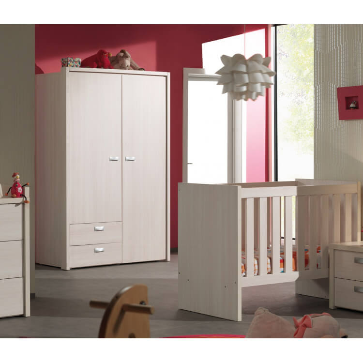 Armoire 2 portes contemporaine coloris bouleau clair Melby