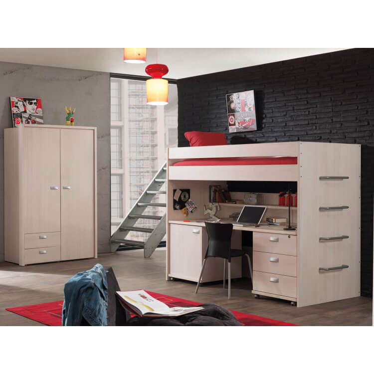 Chambre enfant complète contemporaine coloris bouleau clair Melby II