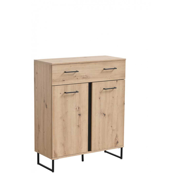 Meuble de rangement style industriel chêne/noir Hemingway