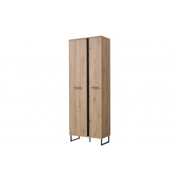 Armoire d'entrée style industrielle chêne/noir Hemingway