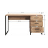 Bureau droit style industriel chêne/noir Hemingway