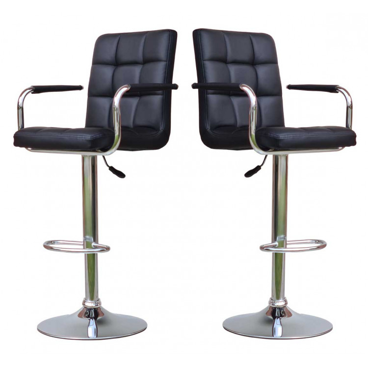 Tabouret de bar moderne en PU noir (lot de 2) Josie