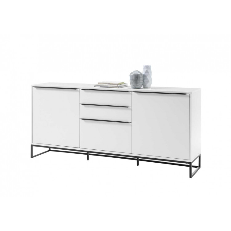 Buffet/bahut industriel 184 cm blanc laqué mat Elisabeth