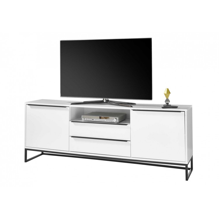 Meuble TV industriel 184 cm blanc laqué mat Elisabeth