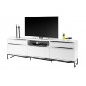 Meuble TV industriel 215 cm blanc laqué mat Elisabeth