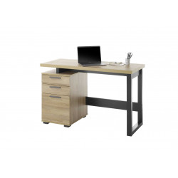 Bureau droit style industriel chêne/noir Juliano