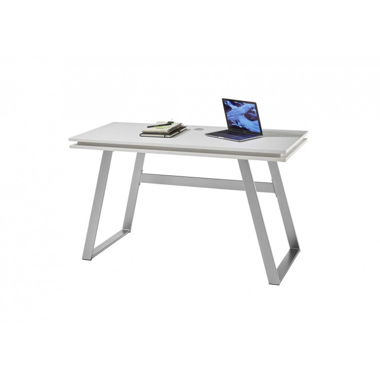 Bureau droit industriel blanc laqué mat Mistral