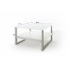 Table basse carrée industrielle en verre blanc mat Cesario