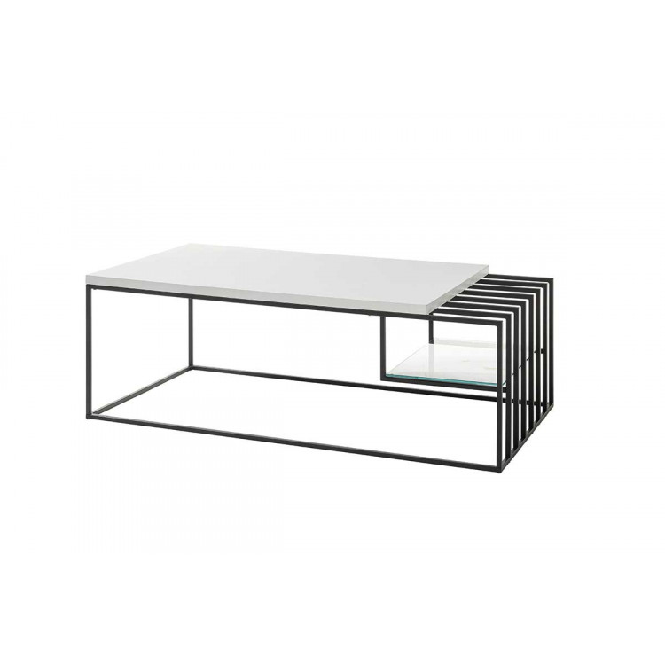 Table basse industrielle laqué blanc mat Spencer