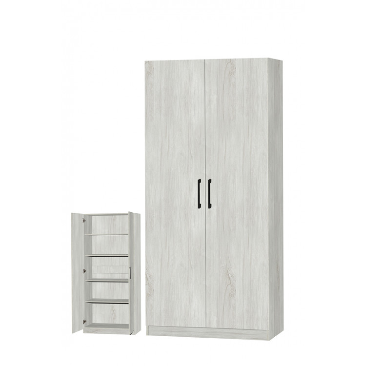 Armoire de rangement 2 portes 60 cm chêne gris Melina