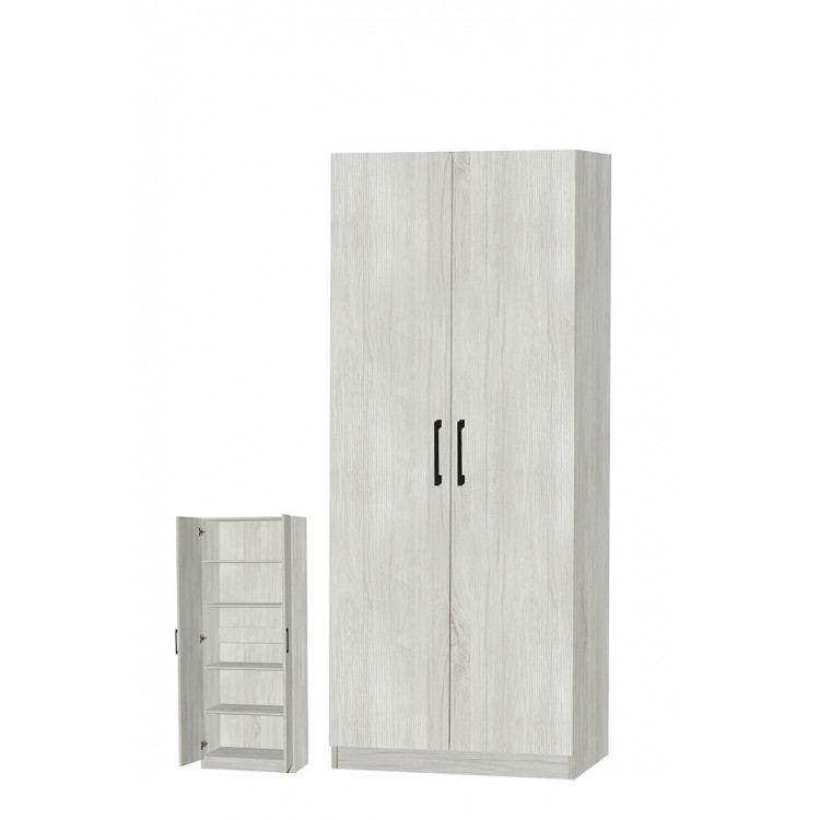 Armoire de rangement 2 portes 80 cm chêne gris Melina