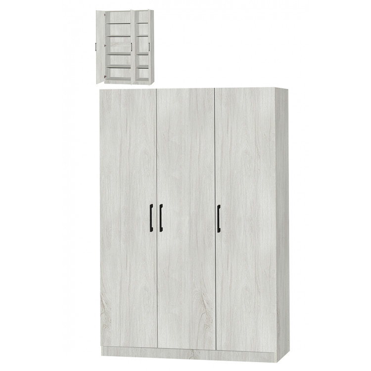 Armoire de rangement 3 portes 120 cm chêne gris Melina