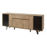 Buffet/bahut industriel 220 cm chêne/noir Nixon