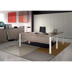 Bureau professionnel 200x100 cm coloris chêne clair et blanc