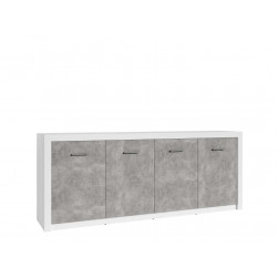 Buffet/bahut contemporain 213 cm blanc mat/béton Alberto