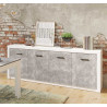 Buffet/bahut contemporain 213 cm blanc mat/béton Alberto