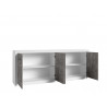 Buffet/bahut contemporain 213 cm blanc mat/béton Alberto