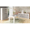 Buffet/bahut contemporain 213 cm blanc mat/béton Alberto