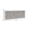 Buffet/bahut contemporain 213 cm blanc mat/béton Alberto