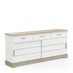 Buffet/bahut 200 cm style campagne chêne/blanc structuré Raphaella