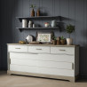 Buffet/bahut 200 cm style campagne chêne/blanc structuré Raphaella