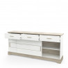 Buffet/bahut 200 cm style campagne chêne/blanc structuré Raphaella