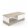 Table basse style campagne chêne/blanc structuré Raphaella