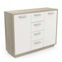 Meuble de rangement contemporain 113 cm chêne/blanc Sismo