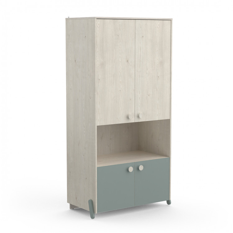 Armoire enfant style scandinave chêne clair/vert Venezia