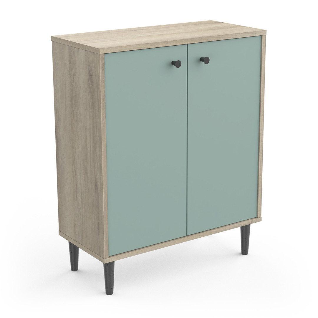 Armoire penderie enfant blanc et bois 1 tiroir «Cerise»