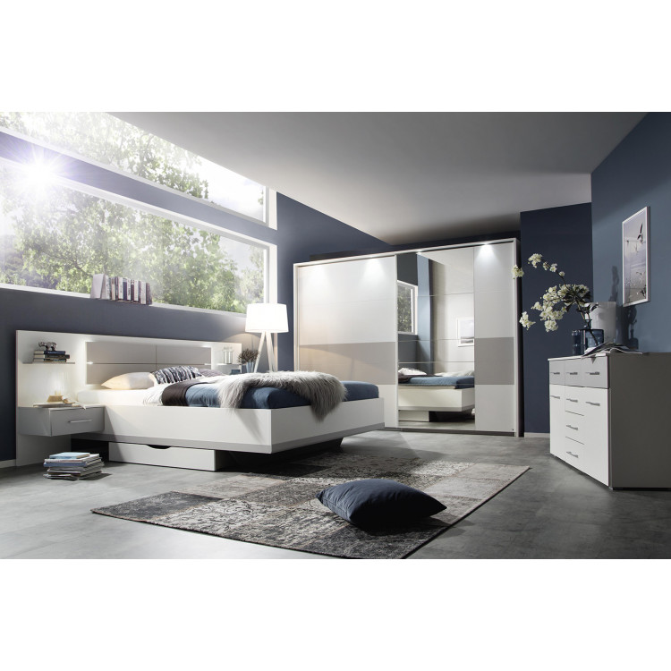 Chambre adulte moderne blanc/gris Preston