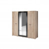 Armoire adulte contemporaine 200 cm chêne/noir laqué Jocelyne