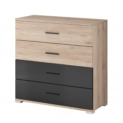 Commode adulte contemporaine 90 cm chêne/noir laqué Jocelyne