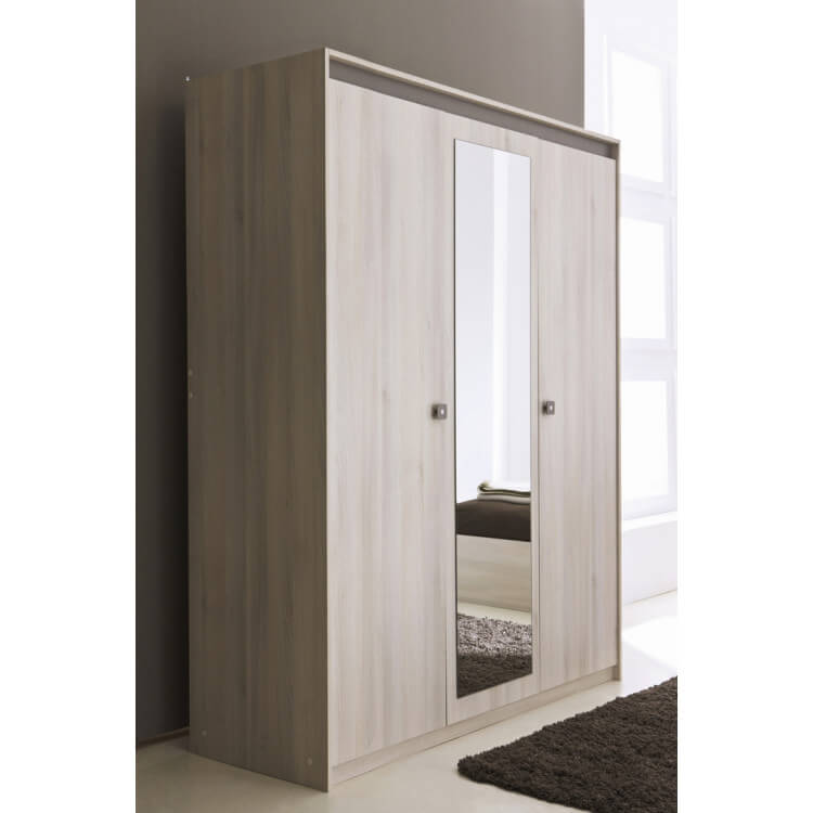 Armoire contemporaine 3 portes avec miroir Cesca