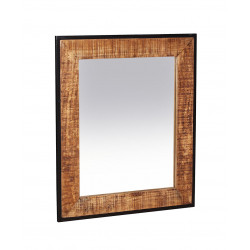 Miroir rectangulaire industriel en bois de manguier massif naturel Allister