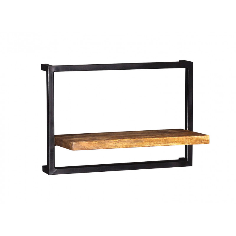 Etagère murale industrielle 50 cm en bois de manguier massif naturel Allister Naturel — Naturel