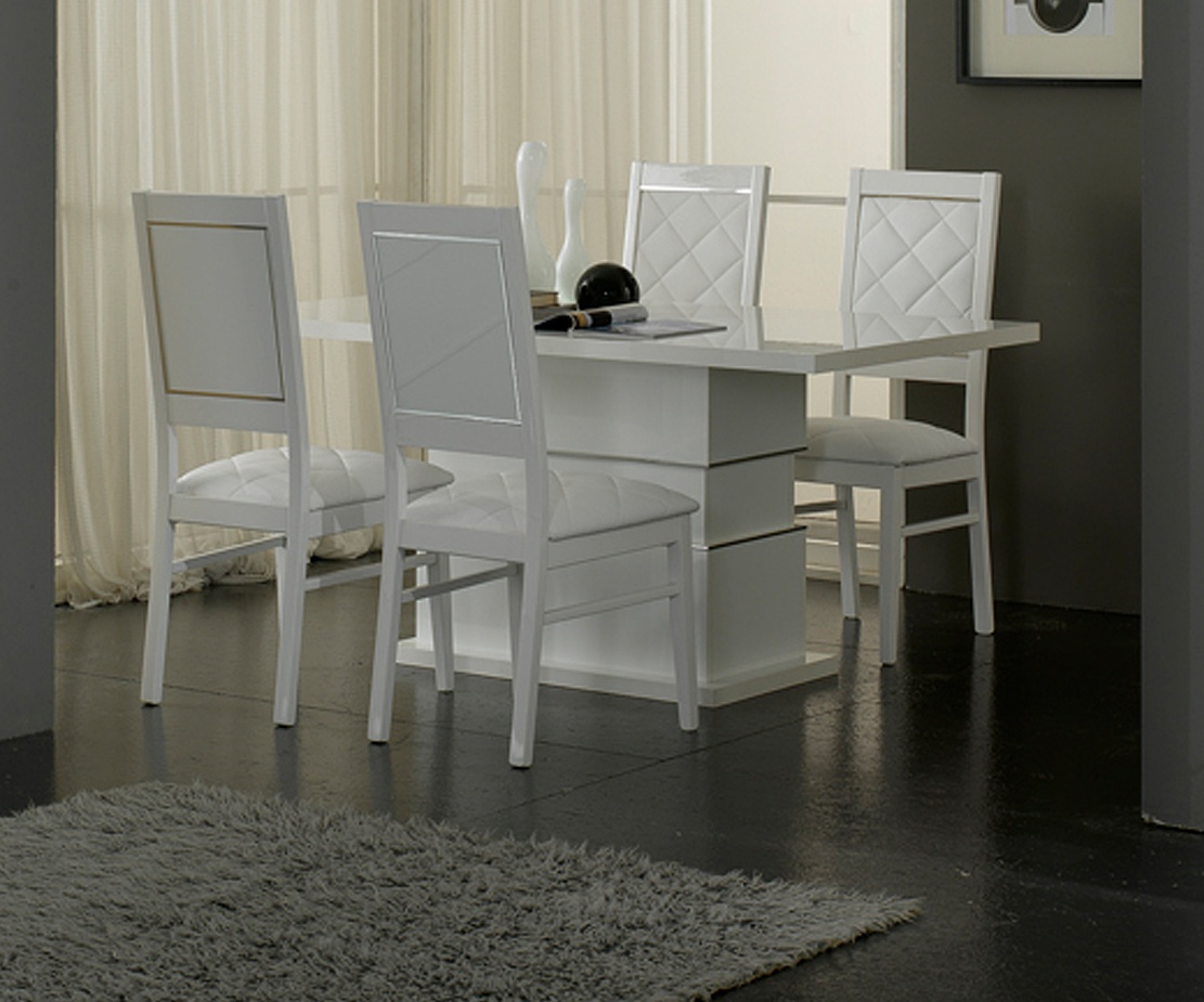Table de salle à manger rectangulaire design laquée blanche Bianca II
