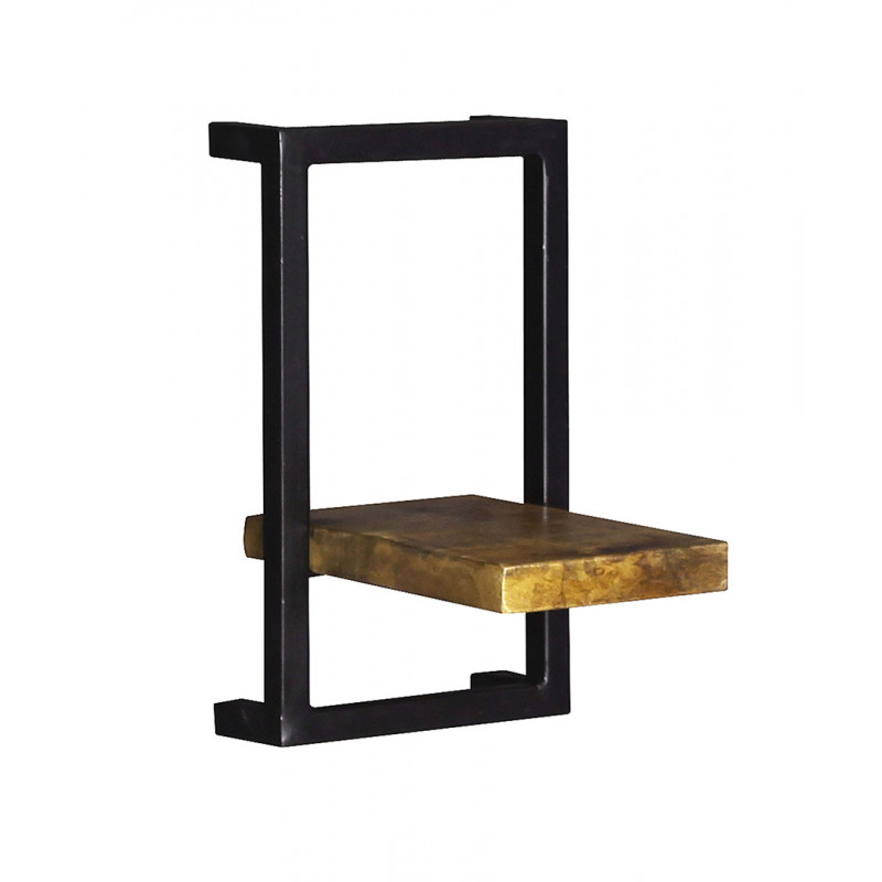 Etagère murale industrielle 25 cm en bois de manguier massif naturel Allister Naturel — Naturel