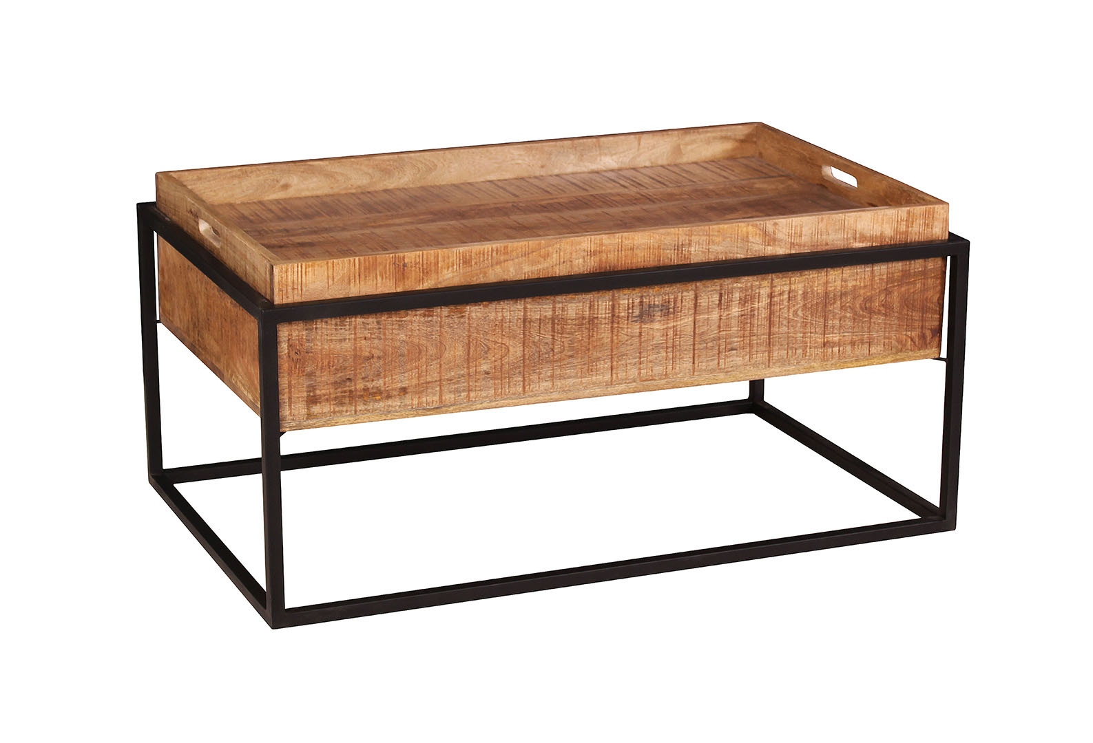 Table basse rectangulaire industrielle en bois de manguier massif naturel Allister