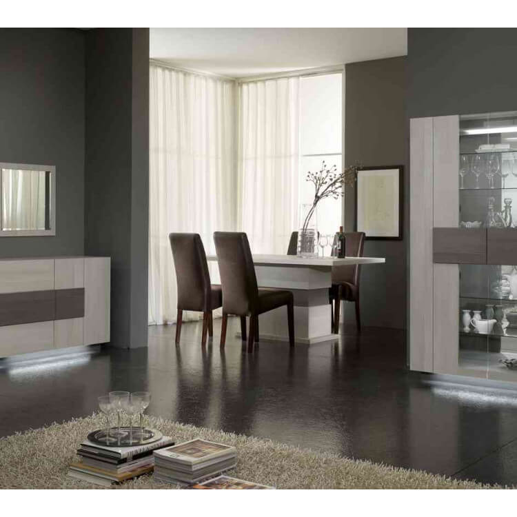 Table de salle à manger rectangulaire contemporaine chêne blanchi Luxus II